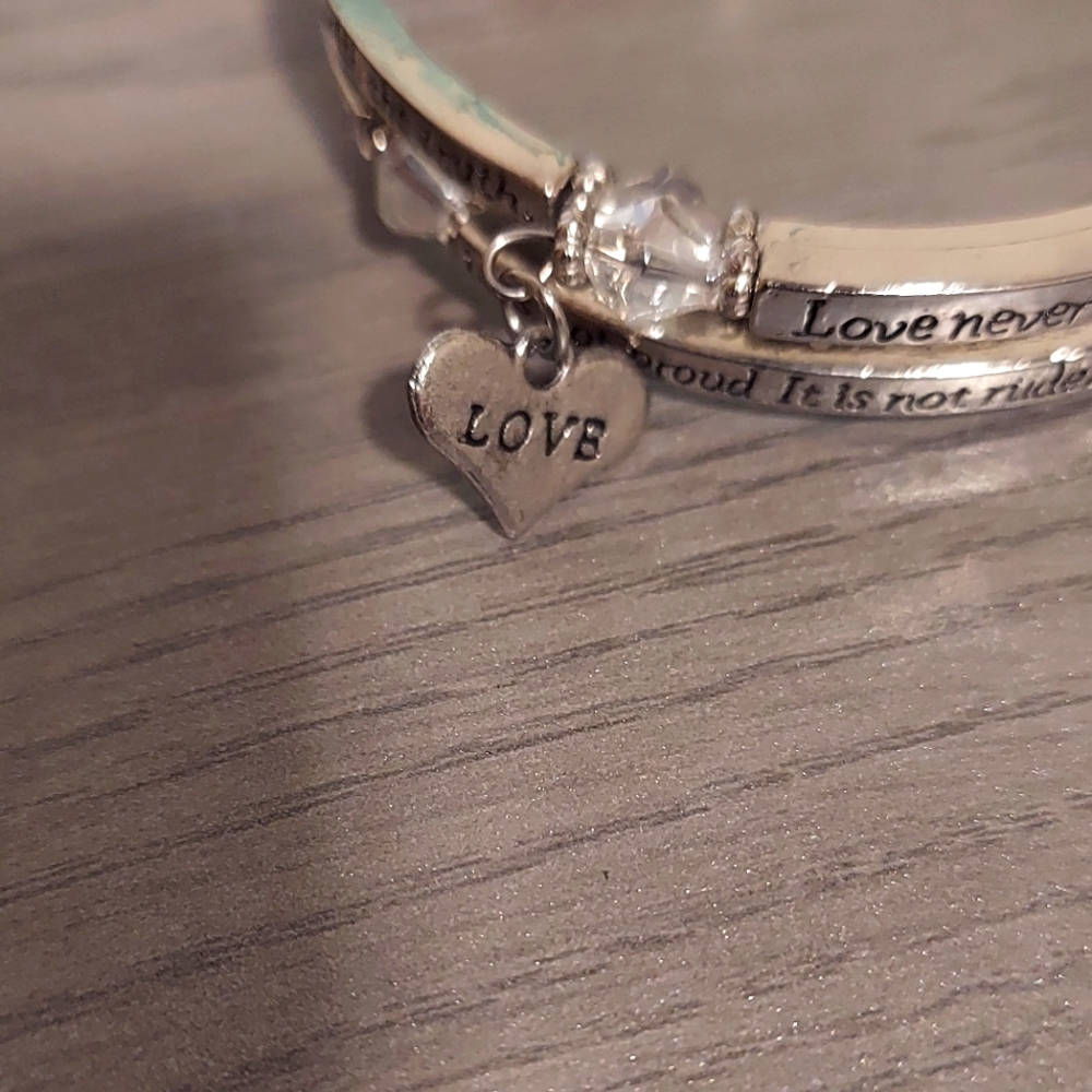 Bible verse Silver  bracelet, Corinthians 13:4-8 Religious ( Love)